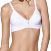 Soutien desportivo em algodão branco, sem aros e sem enchimento, com alças ajustáveis e estrutura confortável para uso prolongado.