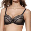 038 ANTONELA - PRETO - 01 Sutiã preto com aros e enchimento, oferecendo suporte, modelagem e conforto. Com detalhes em renda delicada, ideal para ocasiões especiais e elegantes.