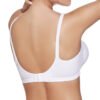Sutiã branco de amamentação, de algodão e sem enchimento, com fecho nas costas. Ideal para conforto e praticidade durante a amamentação.