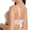 Costas do sutiã push up rosa com renda delicada, alças ajustáveis e fecho com colchetes, pensado para conforto, elegância e inclusão.