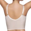 ista traseira de sutiã meio-corpo cor terra, sem aros e com alças ajustáveis, proporcionando suporte e conforto com cobertura extra nas costas.