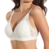 Sutiã bralette em renda cor marfim, sem aros, com enchimento, alças ajustáveis e base elástica larga para maior conforto.
