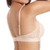 Costas de sutiã bralette cor rosa em renda, com enchimento, alças ajustáveis, ideal para conforto diário.