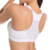 Vista traseira de sutiã desportivo branco, costas olímpicas, sem aros e com alças ajustáveis que oferecem estabilidade e liberdade de movimentos.